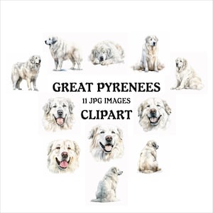 Great Pyrenees Clipart Bundle - 11 High Quality Vibrant JPGs, Printable Planner Crafting, Commercial Use Included, Digital Download