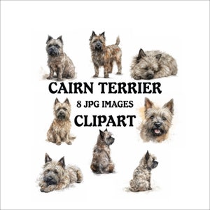 Cairn Terrier Clipart Bundle - 8 High Quality Vibrant JPGs, Printable Planner Crafting, Commercial Use Included, Digital Download