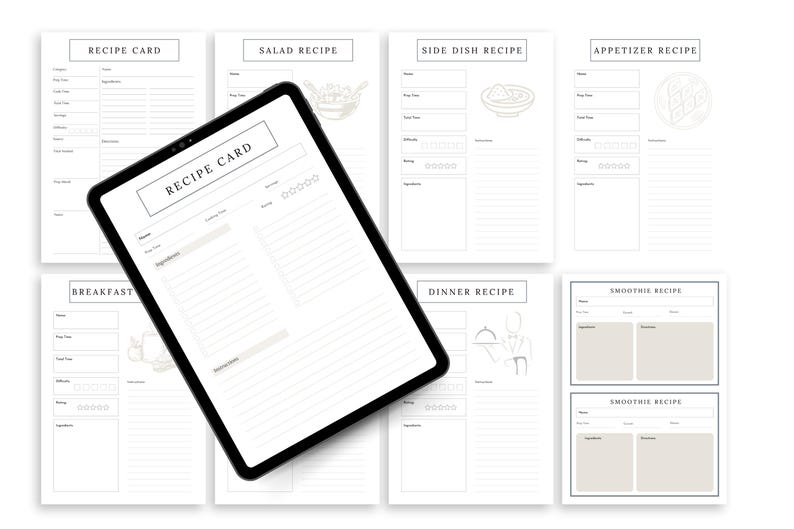 Printable Recipe Card Tracker: Editable Meal Planner (personal ...