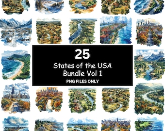 USA Cityscape Clipart Bundle: American Landmarks Art (Digital Download)