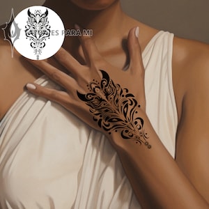 Cuatro tatuajes de Jagua, diseño de tatuajes de mano para mujer.