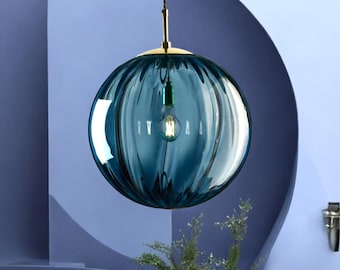 Handmade Blown Glass Pendant Light: Modern Home Decor