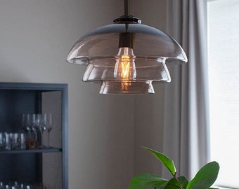 Handmade Blown Glass Pendant Light: Modern Kitchen Lighting