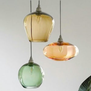 Set of 3 Stylish Hand Blown Glass Pendant Lights Home Accents - Lighting for Your Modern Home