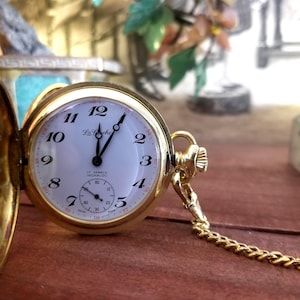 La Cloche Gold Plated Mechanical Pocket Watch.