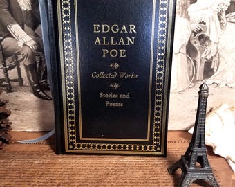 Edgar Allan Poe Collected Works Stories & Poems Book Leather Hardcover.