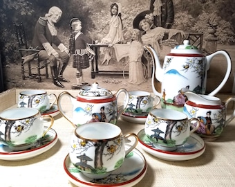 Kutani Porcelain Tea Set Japanese with Zodax Tray.