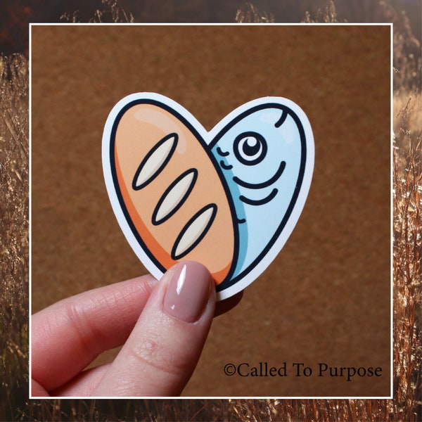 Loaf and Fish Sticker || Matte Vinyl Sticker || Scripture Sticker || Feeding The 5000 || Aesthetic Sticker