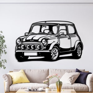 Mini Coop Metal Wall Art , Classic Cars Model Metal Wall Decor , Gift for Boyfriend , Garage Art , Cars Lovers Gift, Birthday Gift