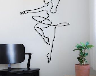 Ballerina Line Art Metal Wall Decor – Minimalist Ballet Dancer Shape / Gift for Dancers