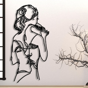 Minimalist Metal Woman Line Art: Modern Wall Decor