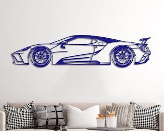 GT Car Metal Wall Art / Modern Sports Line Engineer Decor for Garage
