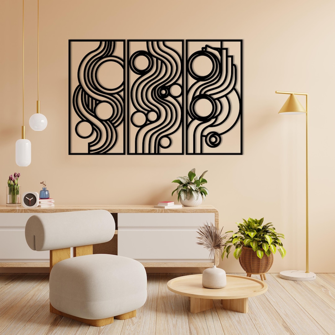 Geometric Metal Wall Art - Abstract Line Art - Modern Minimalist Decor ...