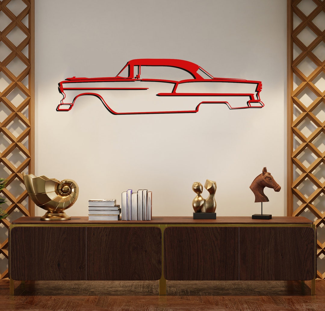 1955 Classic Automobile Metal Wall Art / Antique Car Lover Decor