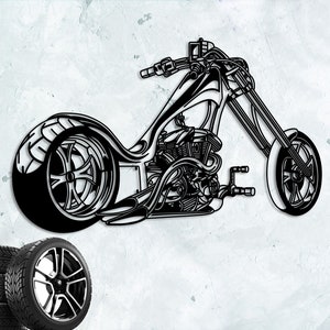 Chopper Motorcycle Metal Wall Art: Classic American Decor