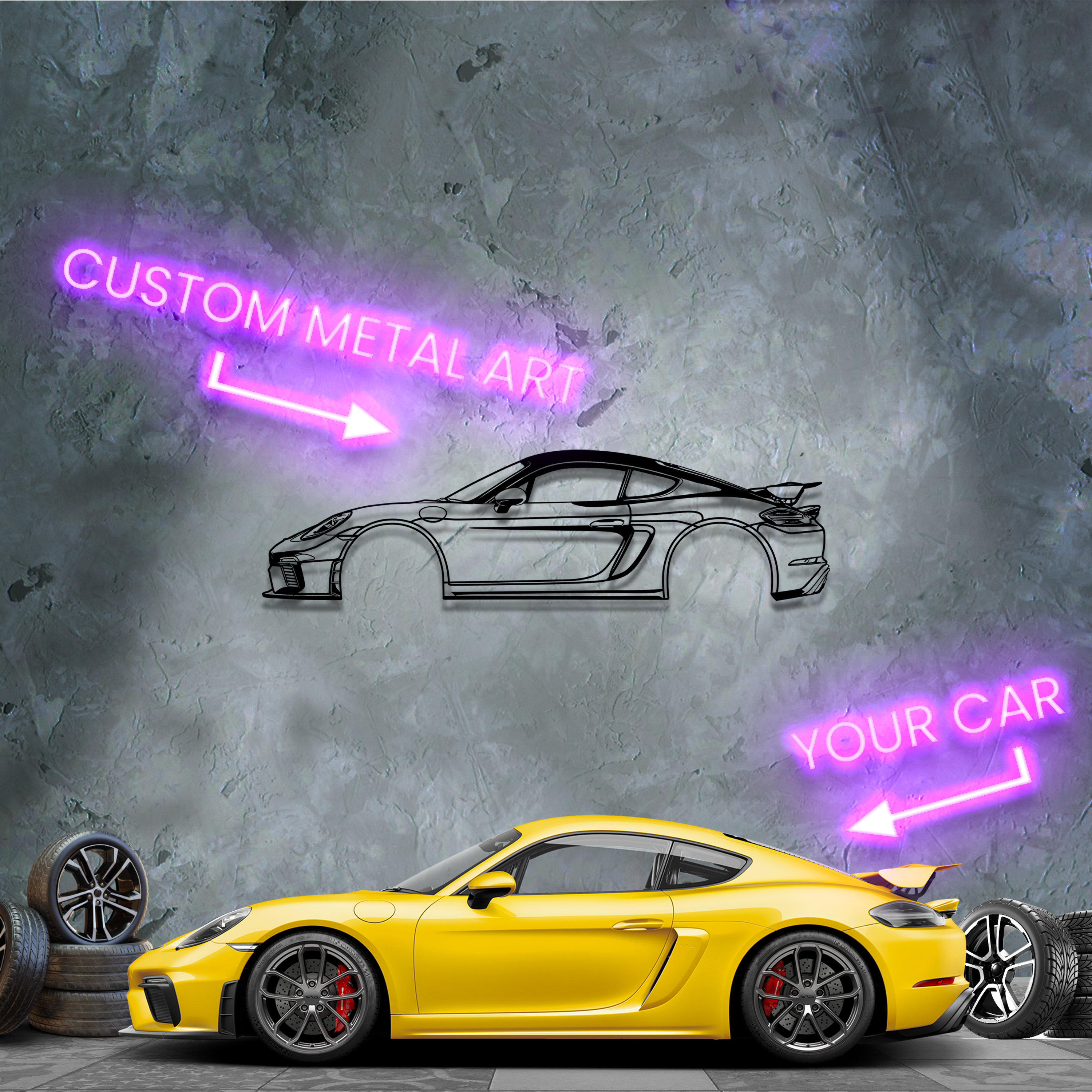 Personalized Car Metal Wall Art / Custom Outline Garage Decor - Etsy