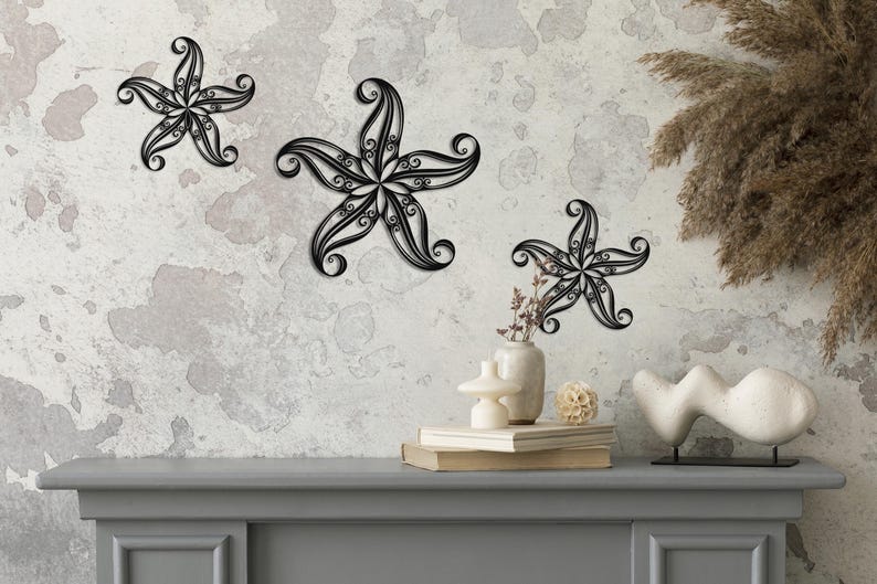 Metal Starfish Wall Art: Coastal Beach House Decor - Etsy
