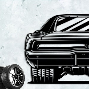 1969 Charger Metal Wall Art: Classic American Car Garage Decor