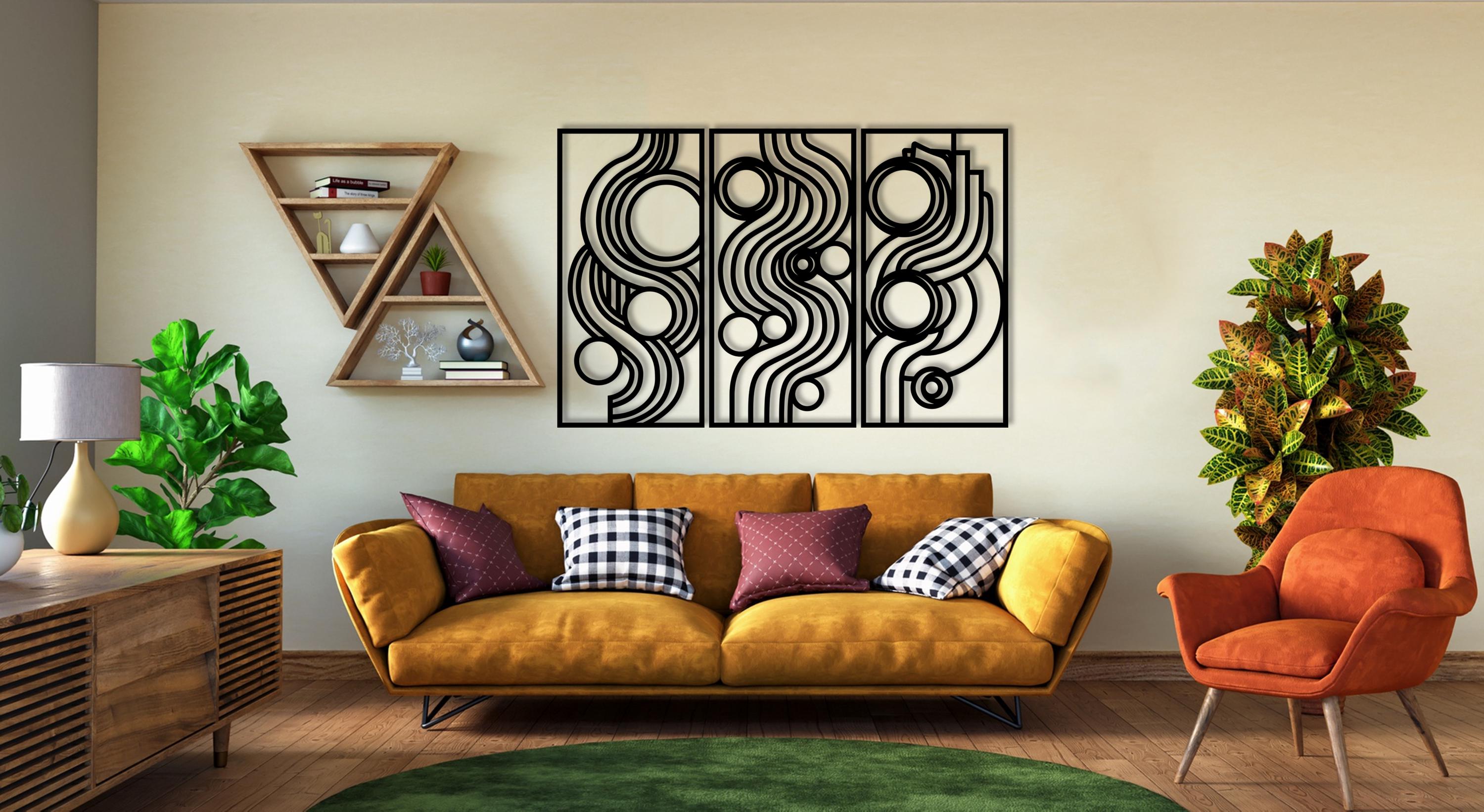 Geometric Metal Wall Art - Abstract Line Art - Modern Minimalist Decor ...