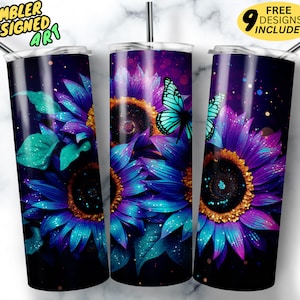 Sunflower Tumbler 20 oz Skinny Tumbler Sublimation Design Digital Download PNG Instant, 3d Sunflower tumbler wrap, Sunflower 3d Tumbler Wrap