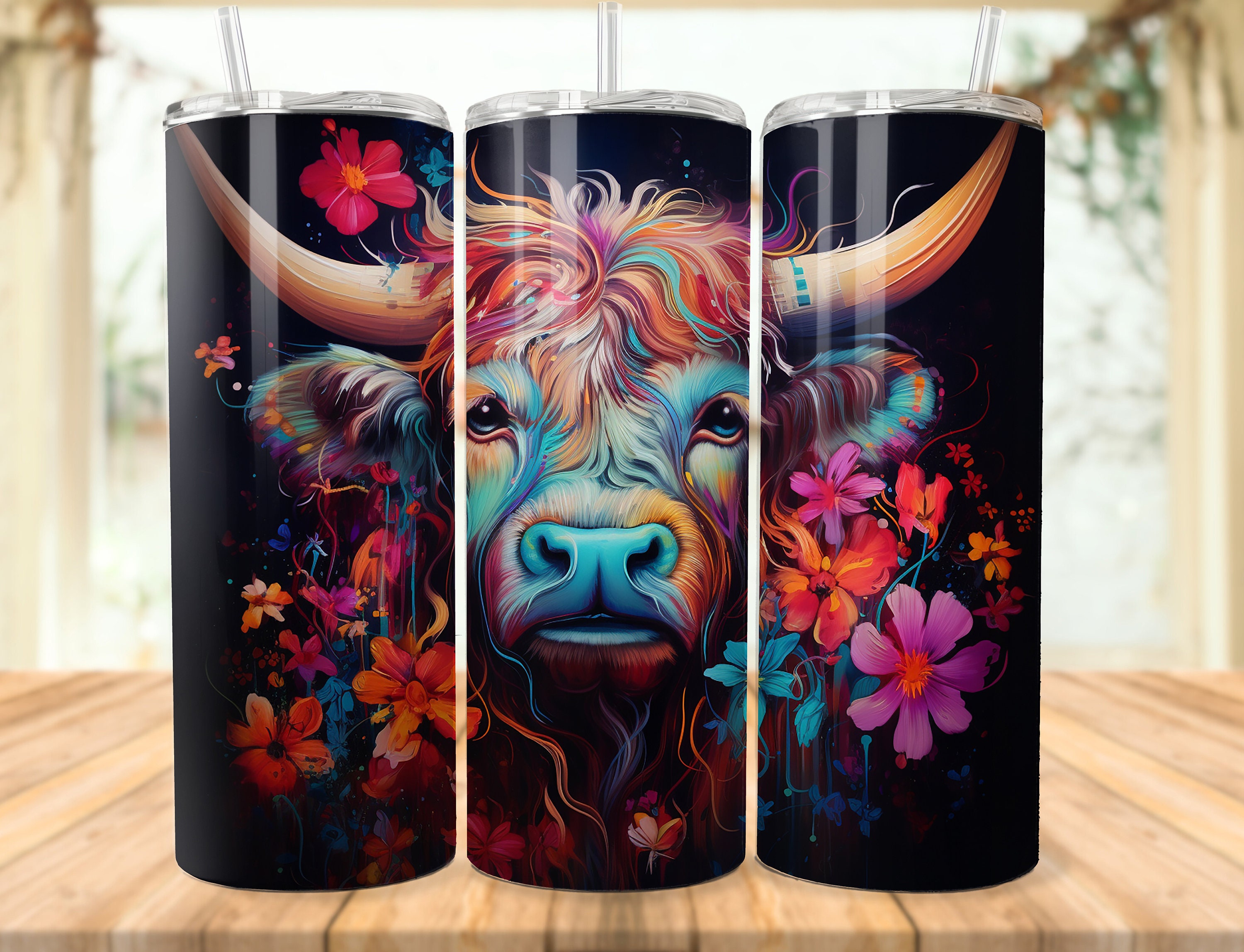 Highland Cow Tumbler 20 Oz Skinny Tumbler Sublimation Design Digital ...