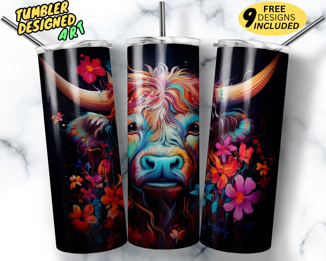 Highland Cow Tumbler 20 Oz Skinny Tumbler Sublimation Design Digital ...