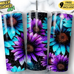Sunflower Tumbler 20 oz Skinny Tumbler Sublimation Design Digital Download PNG Instant, 3d Sunflower Tumbler Wrap, Sunflower 3d Tumbler Wrap