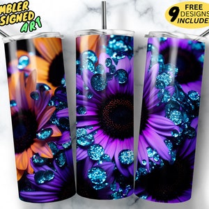 Sunflower Tumbler 20 oz Skinny Tumbler Sublimation Design Digital Download PNG Instant, 3d Sunflower Tumbler Wrap, Sunflower 3d Tumbler Wrap