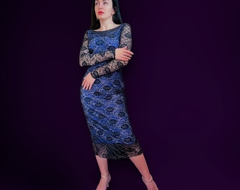 Robe de danse tango dos nu, Double épaisseur : dentelle scintillante et robe en jersey