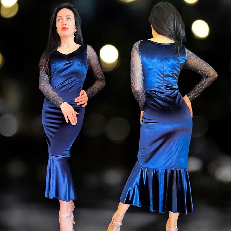Velvet Floral Evening Gown with Asymmetrical Hem
