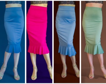 Jersey tango skirt with a frill at the bottom