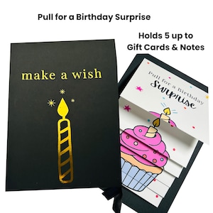 Birthday Gift Card Holder for Cash, Pull Tab Waterfall Card, Holds 5 Gift Cards, Interactive Birthday Gift for Teens or Adults