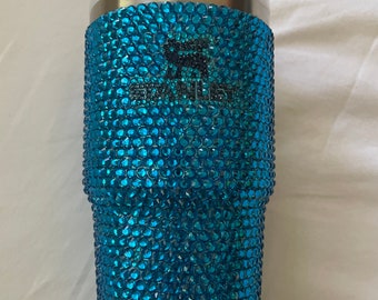 Crystal Rhinestone Stanley Quencher H2.0 Tumbler - Capri Blue