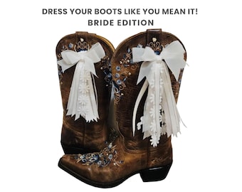 Bridal Boot Bows for Bride & Bridesmaids | Cowgirl Wedding Boots | Bachelorette Outfit | Western Boot Accessories