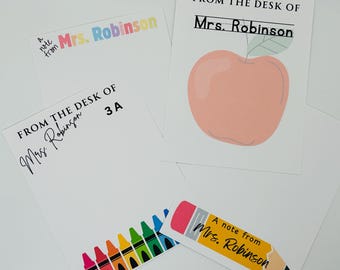 Personalized Teacher Notepad, Custom Teacher Gift, From the Desk of Teacher Notepad, School Icons Notepad