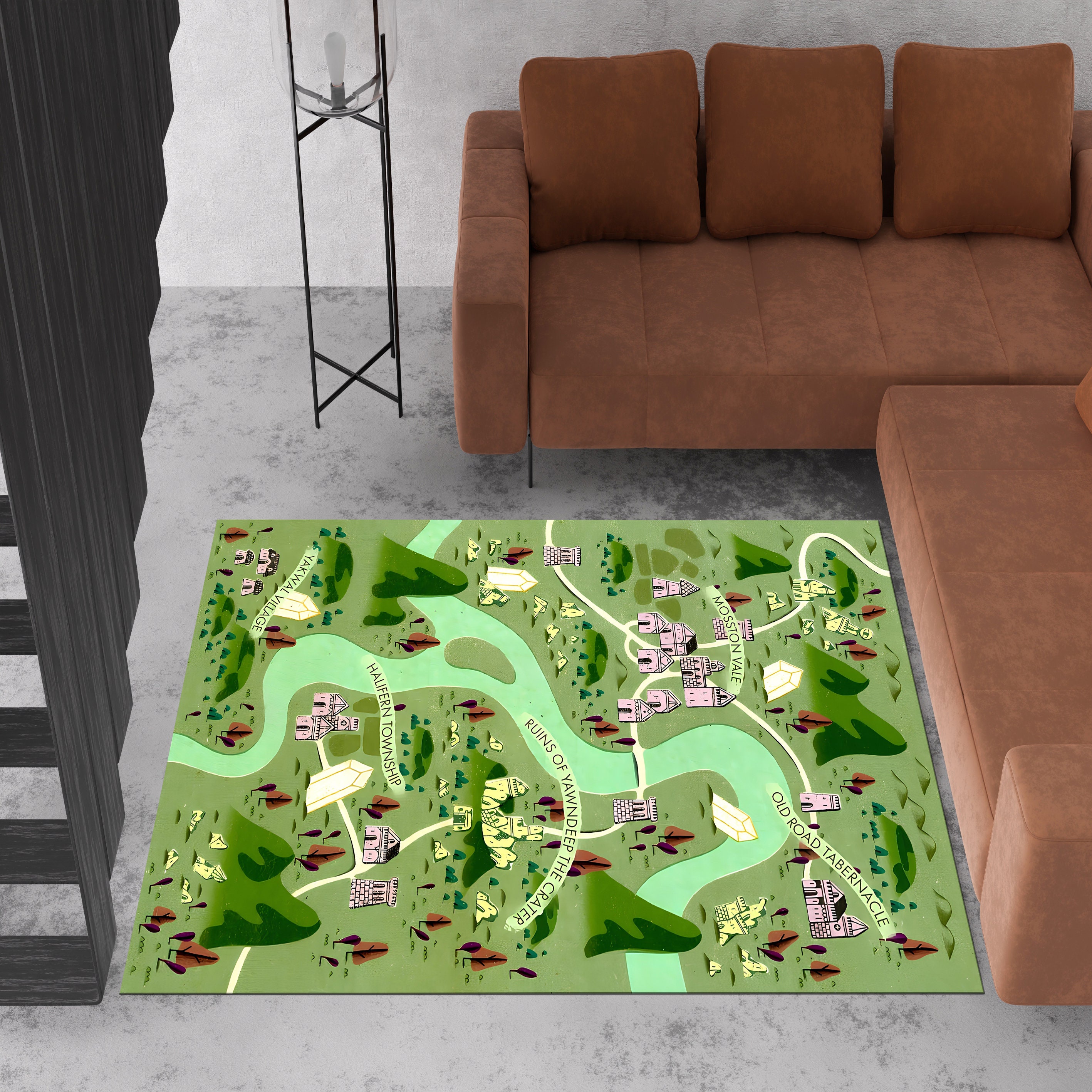 World Map Rug, Kids Rug, Educational Rug, Nursery Rug, World Road Rug