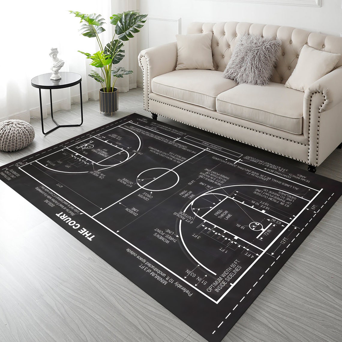 Basketball Court Rug,basketball Team Rug,sports Rug,air Area Rug, Sport Team Area Rug,black and