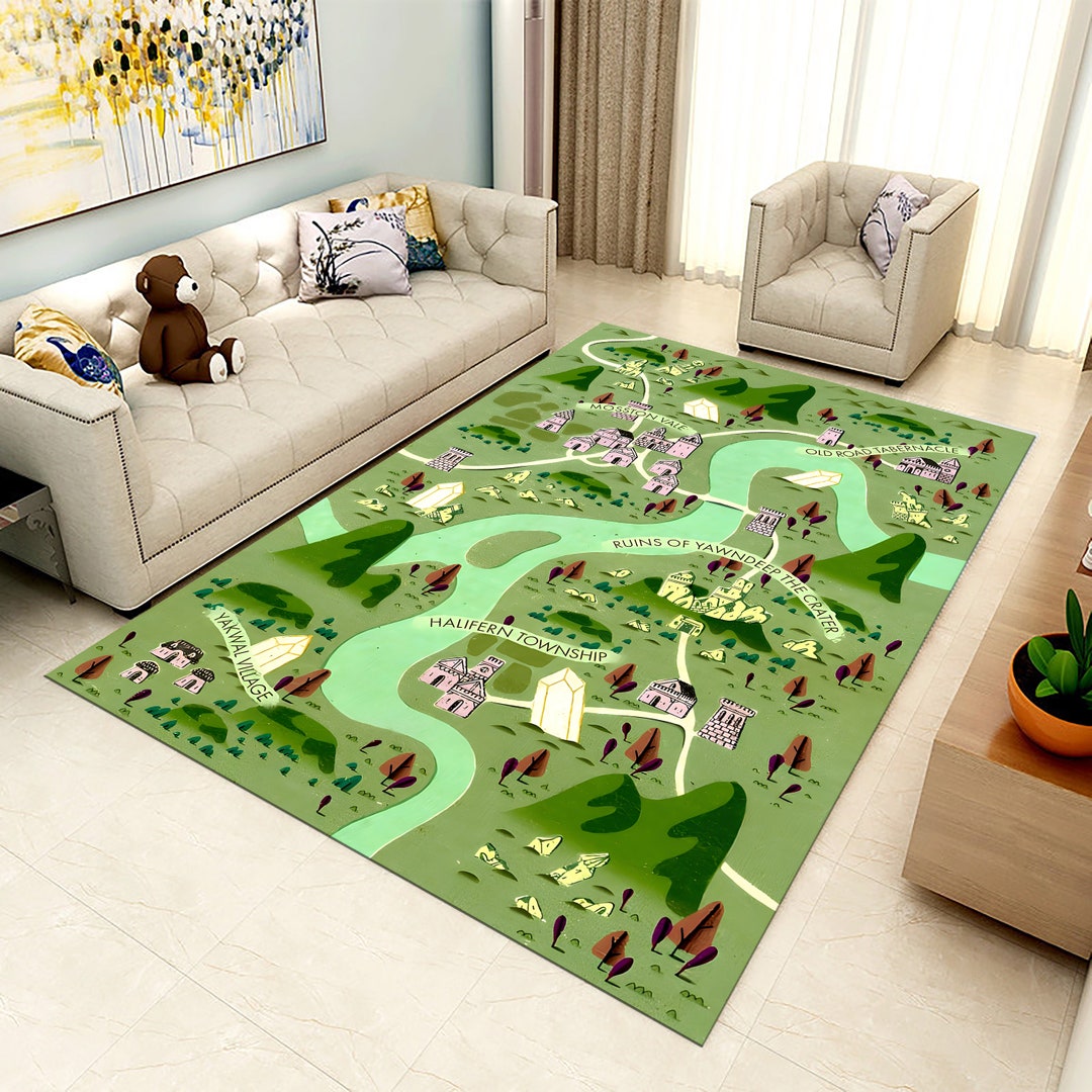 World Map Rug, Kids Rug, Educational Rug, Nursery Rug, World Road Rug
