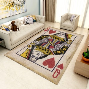 Playing Cards Rug, King Card Design Rug, Play Card Rug, Personalized Gift ,  Fashion Rug, Gift For Him Her, Home Decoration, For Living Room