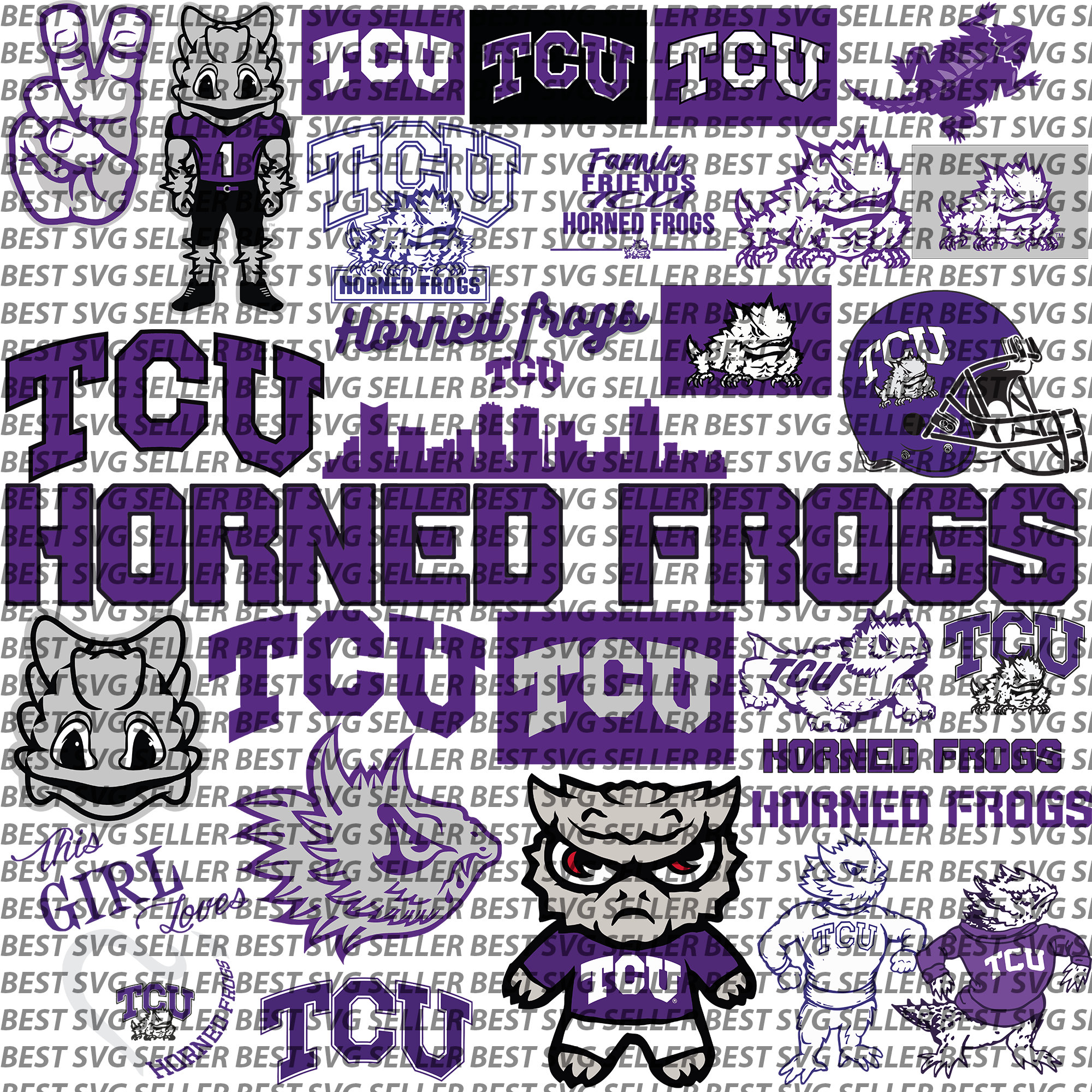 Horned Frogs SVG Basketball TCU Football SVG Collage Etsy