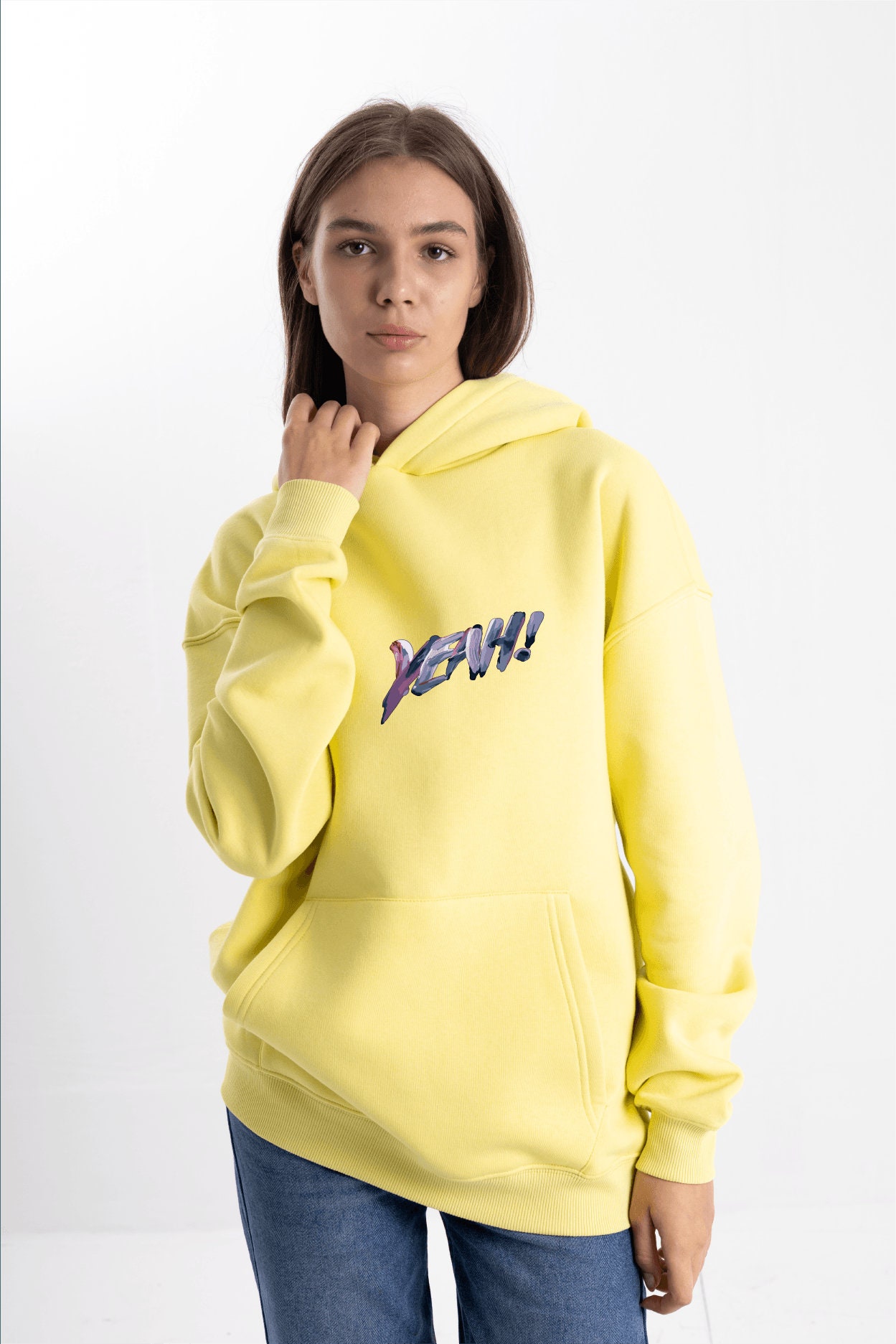 Yellow and shop white hoodie