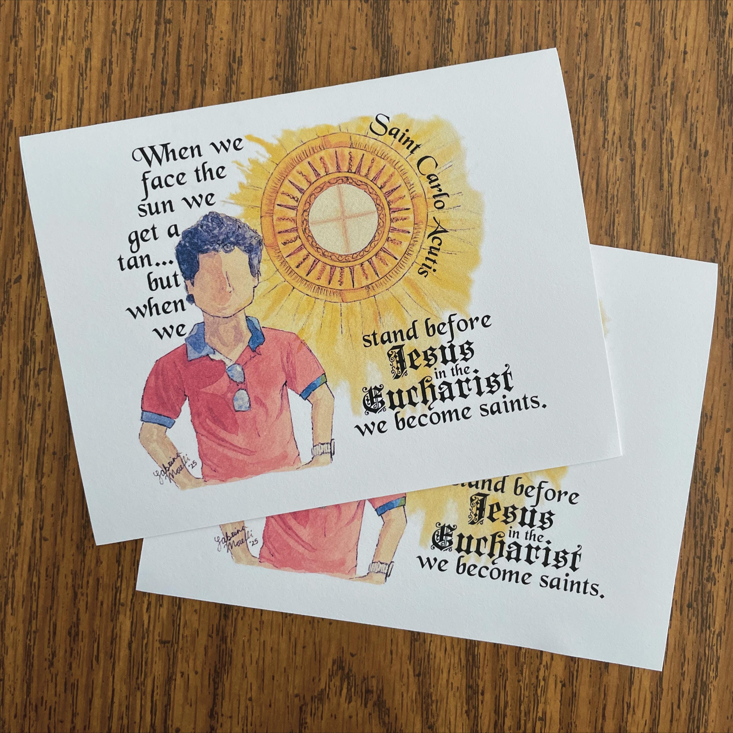 Needzo Gebetskarten-Set – St. Carlo Acutis, Goldgeprägt, 10 Stück (6x10,5 Cm) – Schutzpatron Des Internets
