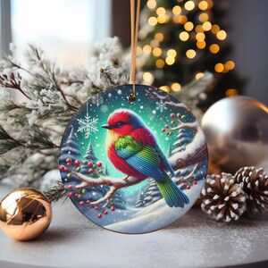 Christmas Bird Ornament, Bird Ornaments, Christmas Gift Ornament, Colorful Bird Ornament, Bird Christmas Decor, Winter Bird Ornament,