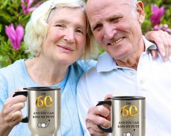 60th Birthday Travel Mug, Gift for 60th Birthday, 60th Birthday Gifts for Women, Men, 60th Birthday Gift for Golfer, Funny Golfer Gift,