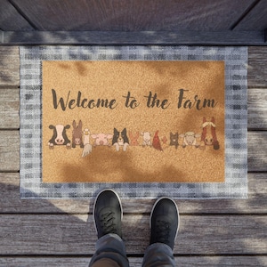 Farmhouse Animal Doormat, Welcome Mat, Farm Animal Floor Mat, Farmhouse Decor, Farmhouse Entry Rug