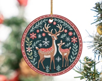 Scandinavian Christmas Ornament, Nordic Xmas Deer, Swedish Folk Art Deer Ornament, Nordic Christmas Ornament, Vintage Swedish Ornament
