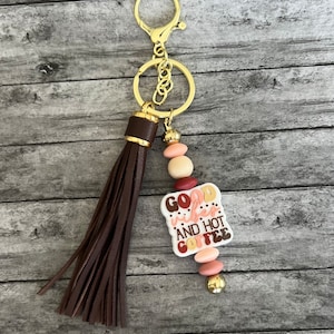 Keychain Coffee Silicone Beads and Tassel