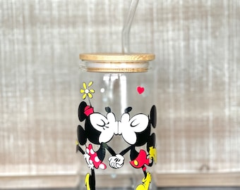 Glass Tumbler Minnie/Mickey Love 16oz