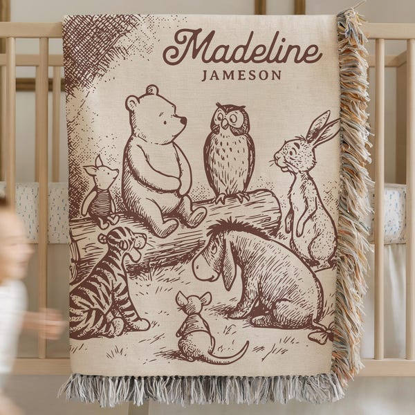 Benutzerdefinierte Winnie Puuh Baby Decke Personalisierter Name Baby Geschenk Weicher Pooh Kinderzimmer Werfen Ferkel Tigger Eeyore Babypartygeschenk für die neue Mutter