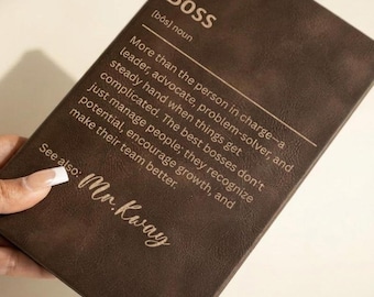 Boss Gift Personalized Journal Custom Engraved Notebook Boss Appreciation Gift Thank You Gift for Boss Retirement Gift Coworker Gift for Him
